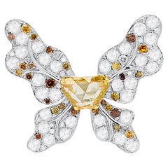 Rosecut Yellow Diamond with Colored Diamonds and rosecut White diamonds Ring