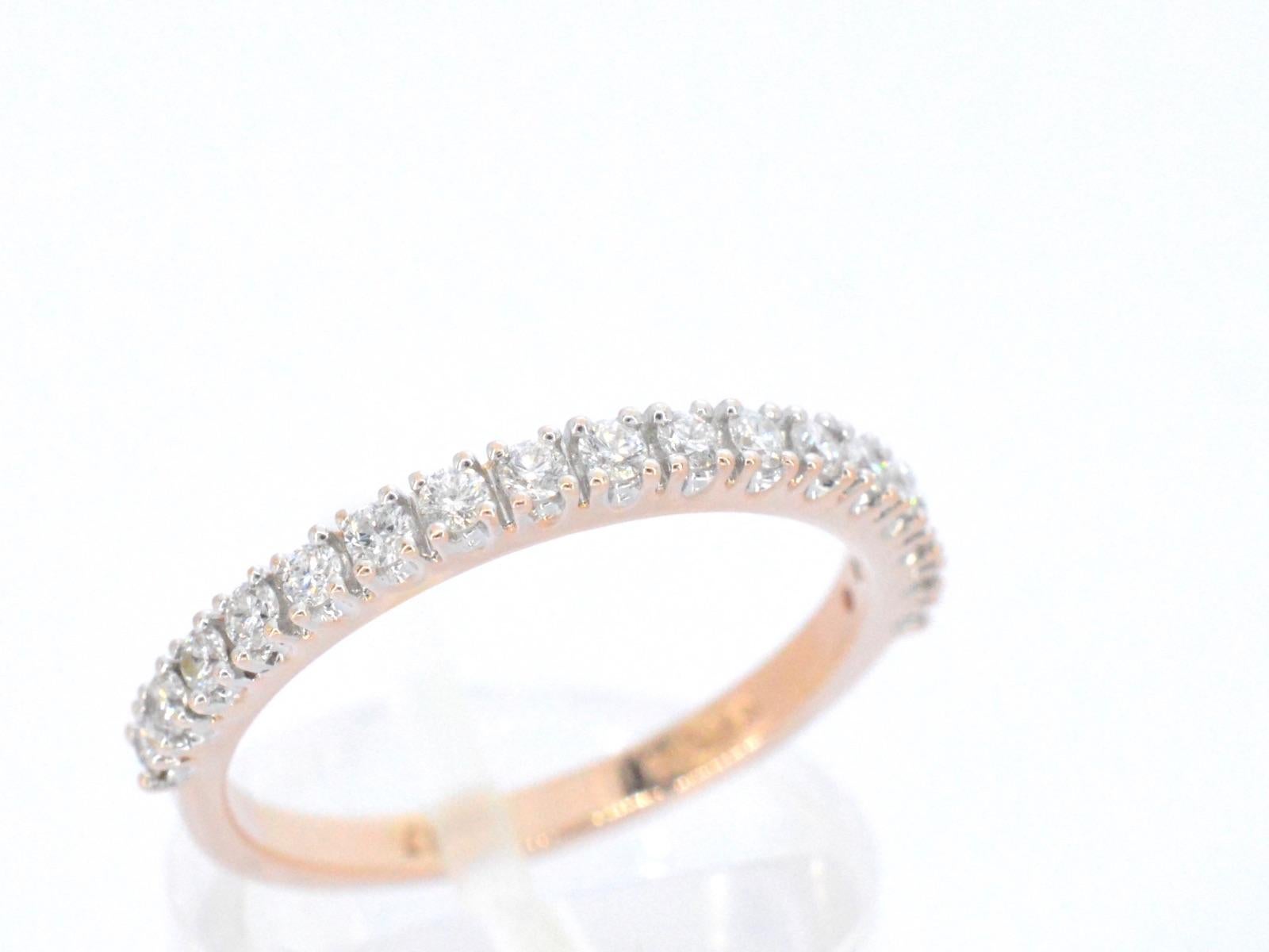 Rosegolden ring with champagne colour diamonds In Excellent Condition In AMSTELVEEN, NH