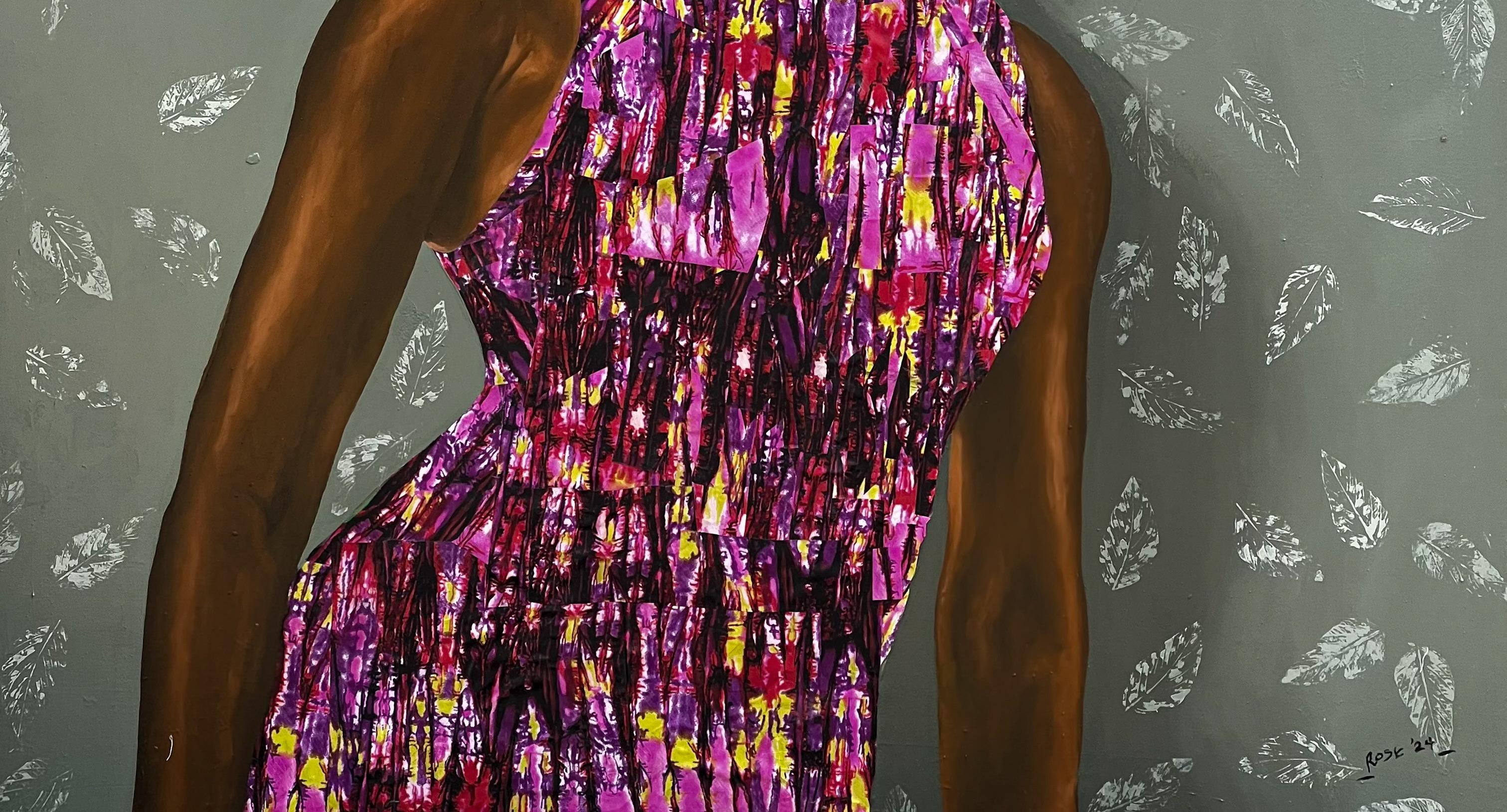 Between The Lines -21e siècle, Contemporain, Figuratif, Afrique Tissus, Femmes en vente 1