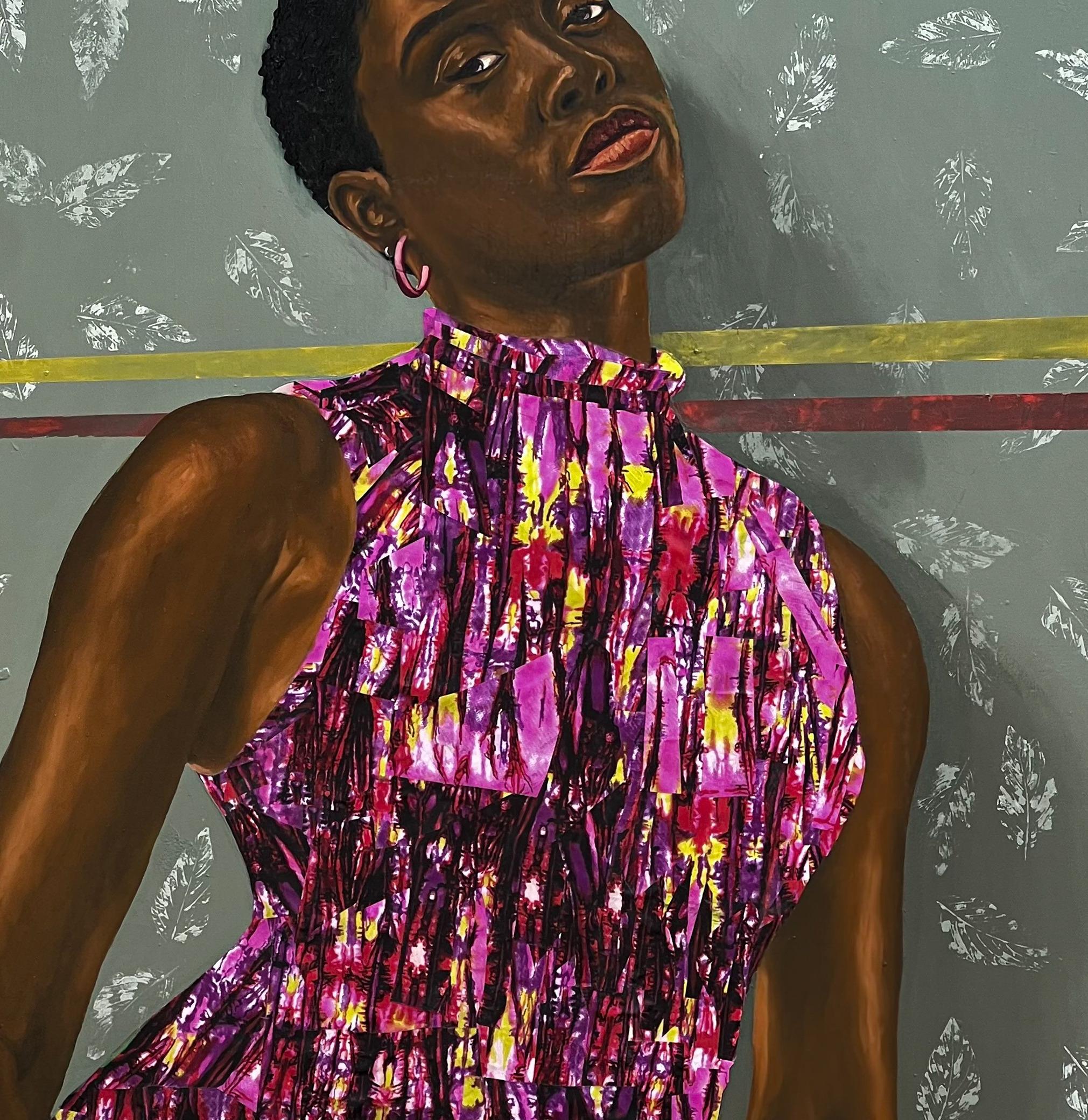 Between The Lines -21e siècle, Contemporain, Figuratif, Afrique Tissus, Femmes en vente 2