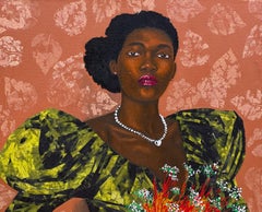 Blooming Serenity - 21. Jahrhundert, Contemporary, Figurativ, Women Africa Fabrics