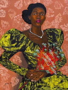 Blooming Serenity - Siglo XXI, Contemporáneo, Figurativo, Mujeres África Telas