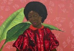 Red Dress - 21st Century Contemporary Portrait of an African Woman in Fabrics