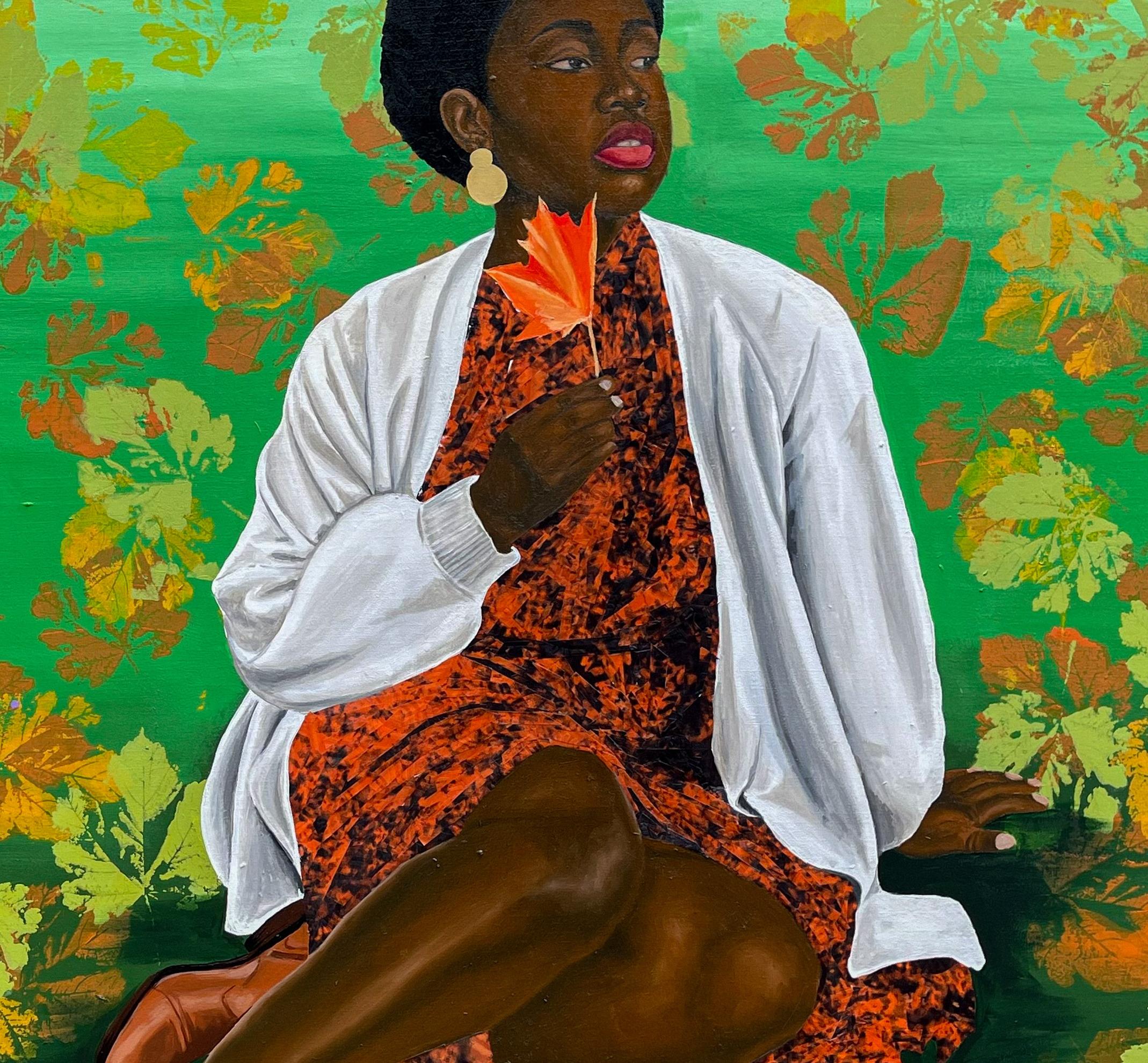 Waiting For A Chance - 21e siècle, contemporain, figuratif, Afrique Tissus en vente 1