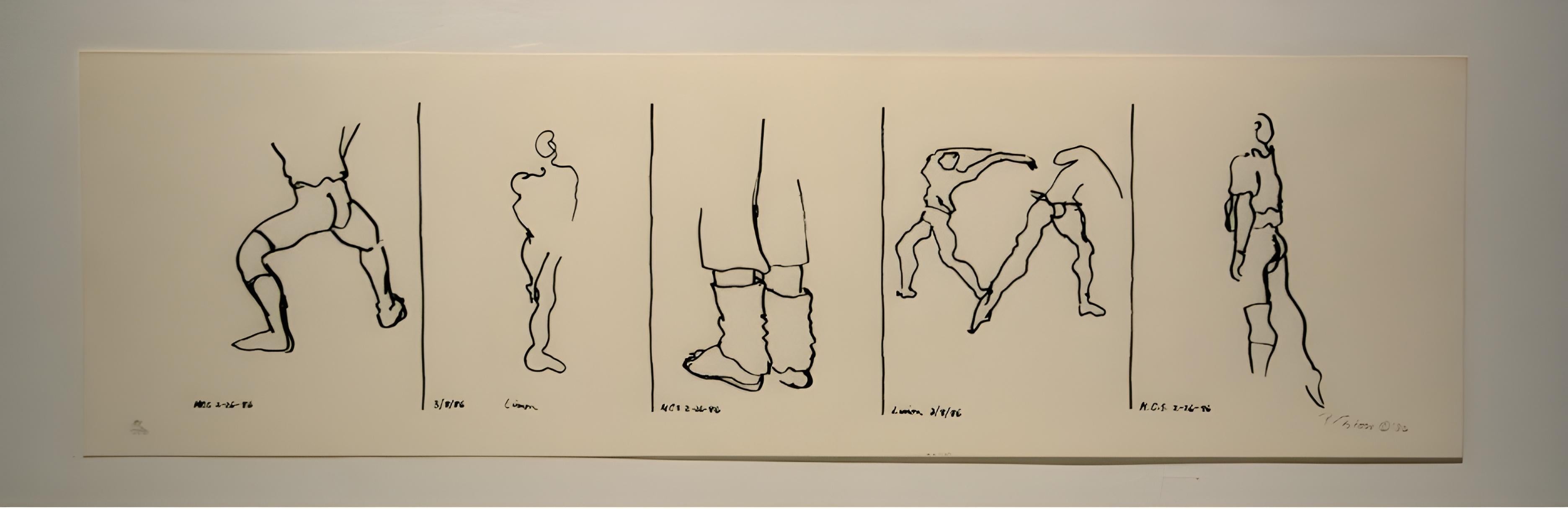 Untitled 5 vignettes of dancers (signed) - Print by Rosemarie Castoro