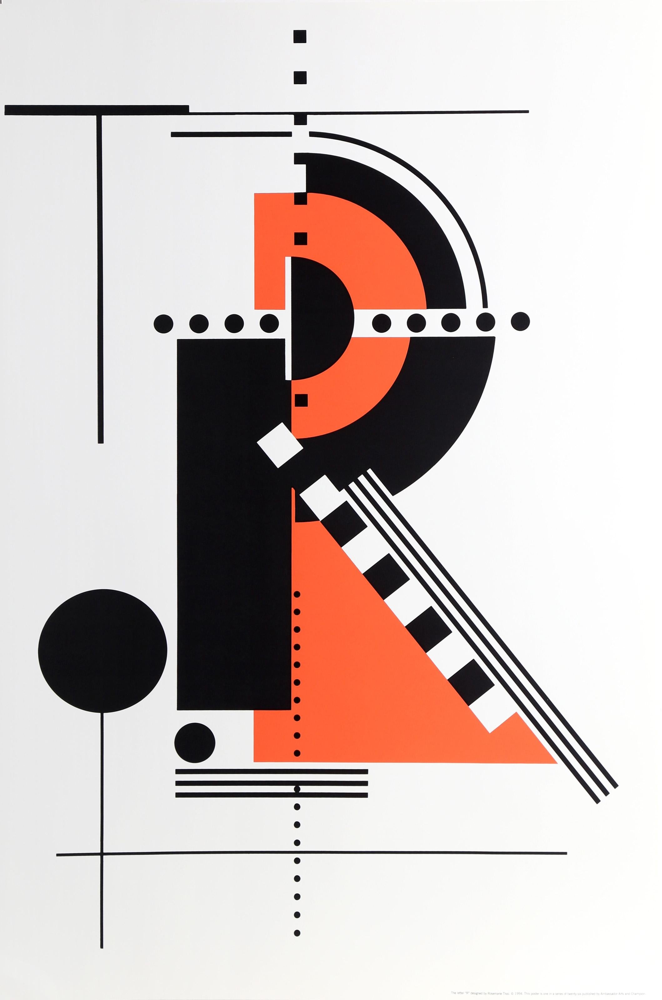 Rosemarie Tissi, Schweizerin (1937 - ) - Der Buchstabe R, Portfolio:  Das Alphabet-Portfolio, Jahr:  1994, Medium:  Siebdruck, Bildgröße:  32 x 20 Zoll, Größe:  35 x 23 in. (88,9 x 58,42 cm), Verlag:  Ambassador Arts and Champion, Beschreibung: 