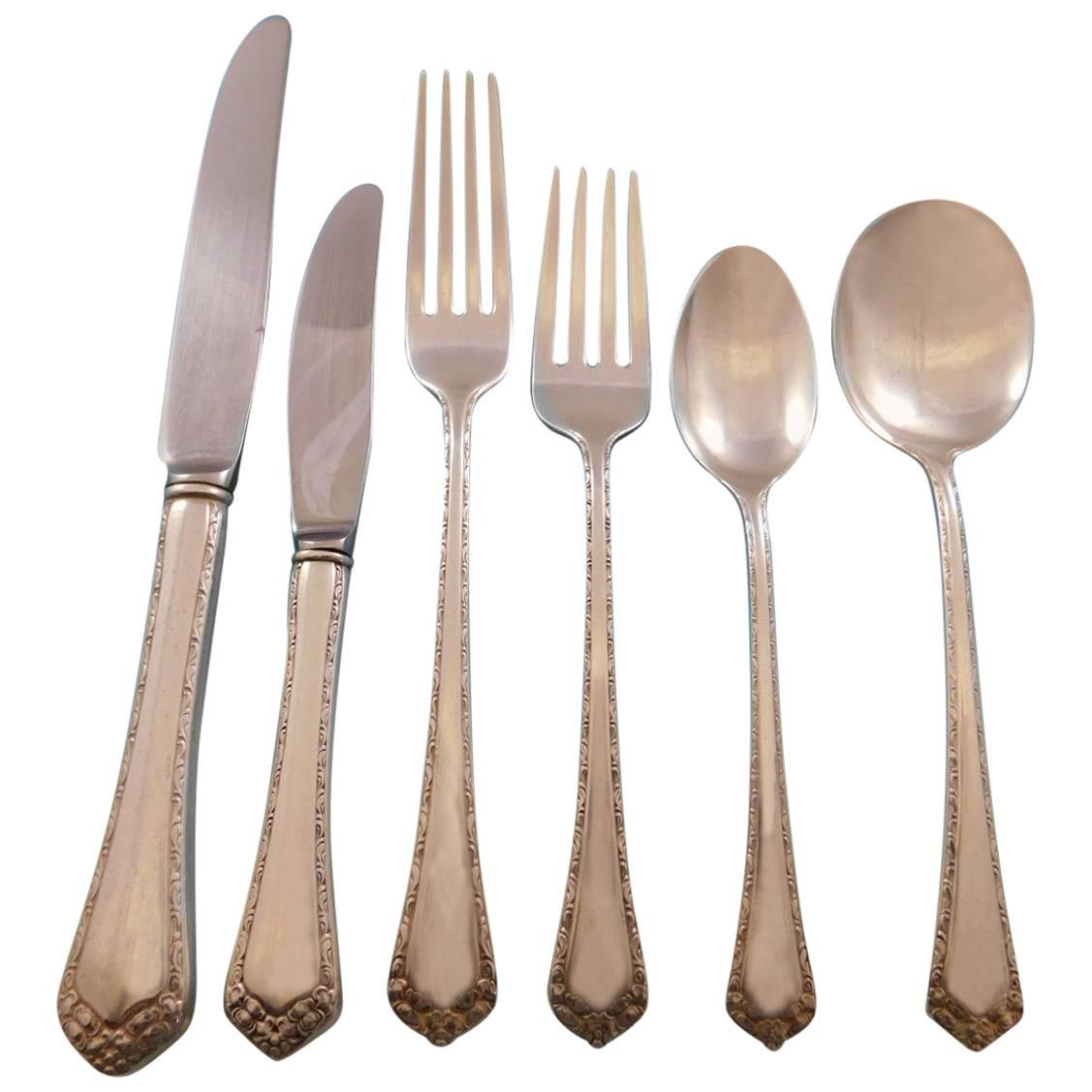 Rosemary by Easterling Sterling Silver Flatware Set for 8 Service 63 Pieces For Sale