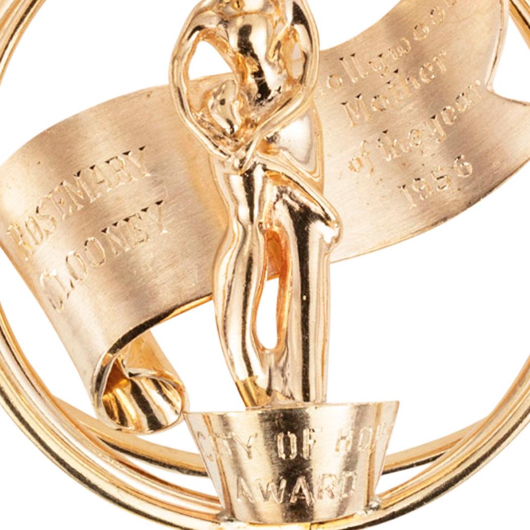 Modernist Rosemary Clooney Hollywood Memorabilia Award Yellow Gold Charm Pendant