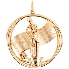 Vintage Rosemary Clooney Hollywood Memorabilia Award Yellow Gold Charm Pendant