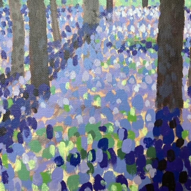 Bluebells Woods 1, Impressionist Landscape Artwork, Original Floral Painting For Sale 2