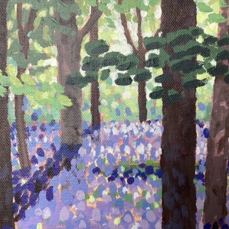 Bluebells Woods 1, Impressionist Landscape Artwork, Original Floral Painting For Sale 3