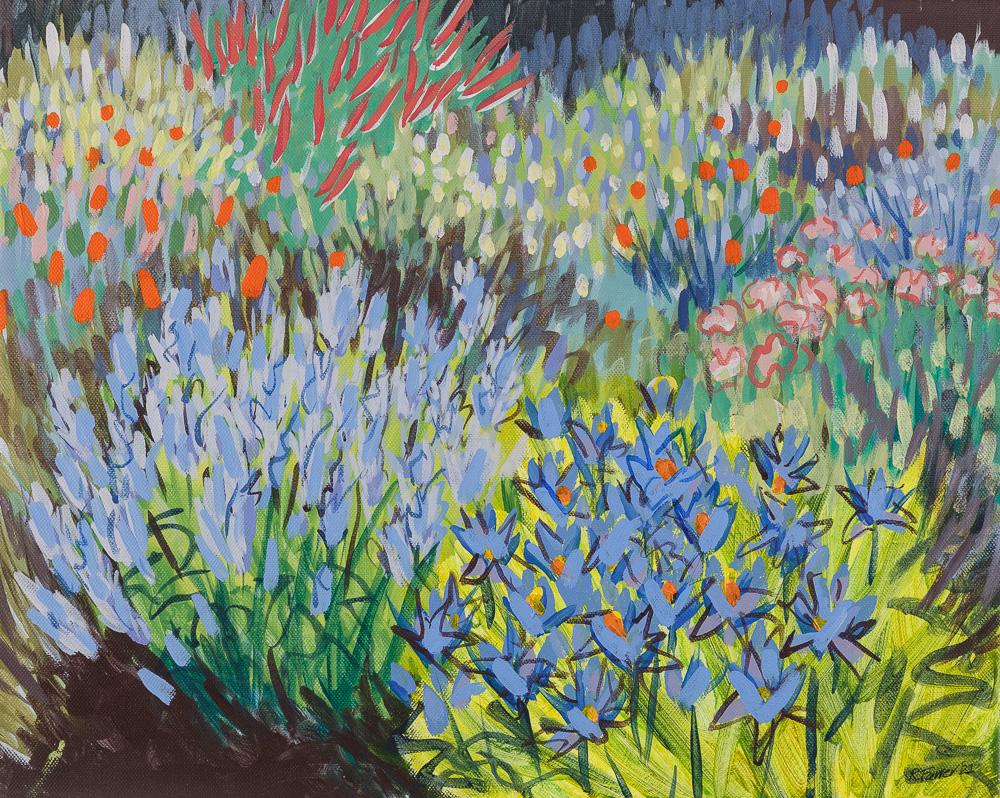 Rosemary Farrer Landscape Painting - Irises