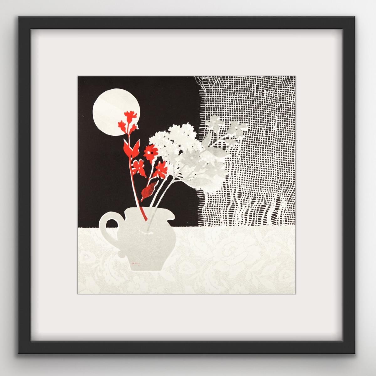 Rosemary Farrer, Bodegón con visillo, Bodegón Obra de Arte en Blanco y Negro en venta 1
