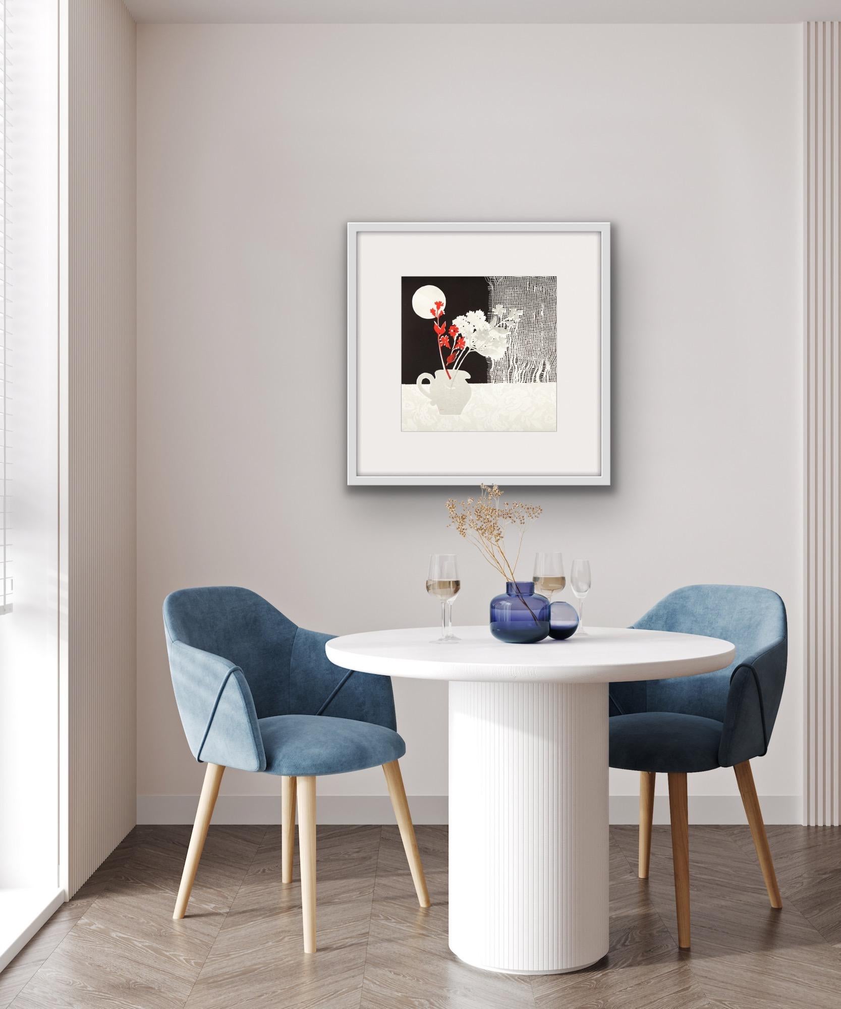 Rosemary Farrer, Bodegón con visillo, Bodegón Obra de Arte en Blanco y Negro en venta 5
