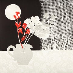 Rosemary Farrer, Still Life with Net Curtain, Still Life Black and White Artwork