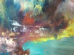 Sunset Over The Lake, Rosemary Houghton, Original Abstract Landscape Painting