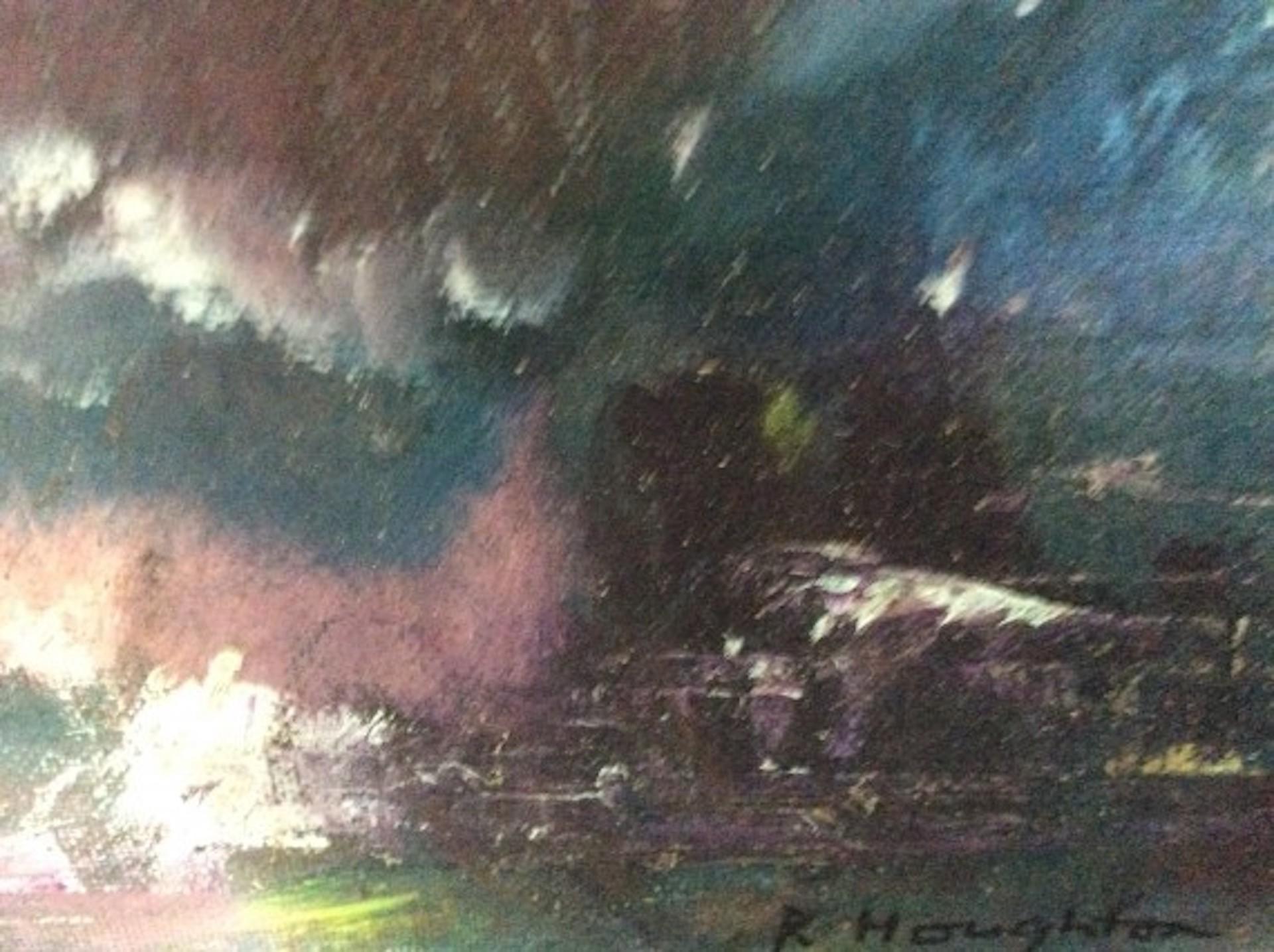 Tramonto sul lago, Rosemary Houghton, Pittura originale, Opera d'arte astratta in vendita 1