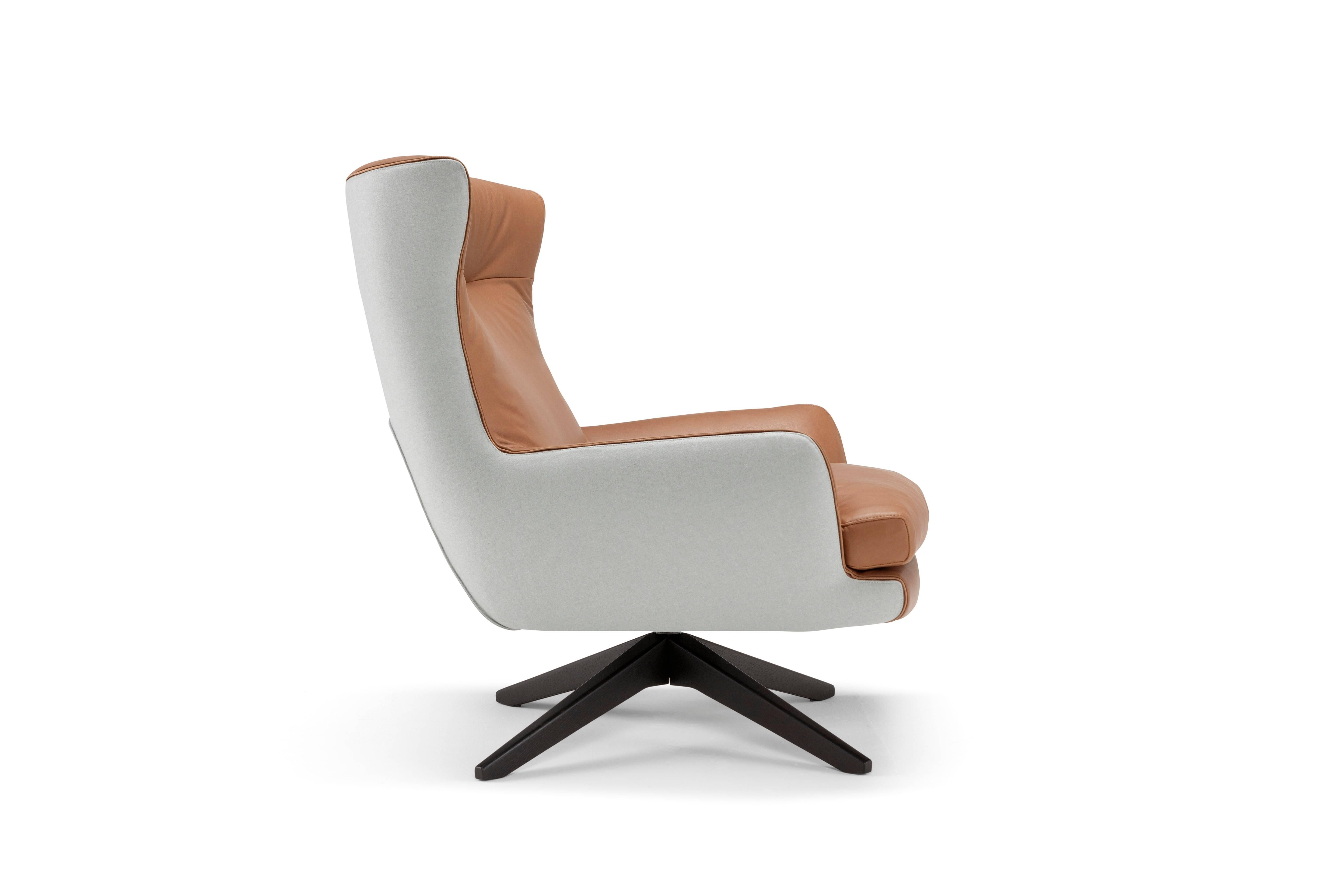 Modern Rosemary Lounge Armchair in Mid Brown by Emanuel Gargano For Sale