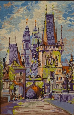 Rosemary P Jackson ( American 20th C. )Gates of Old Salzburg, Needlework, Framed