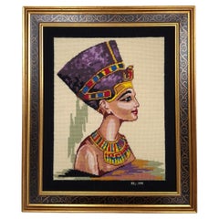 Rosemary Pipkin Jackson (American 20th C.), Nefertiti Needlework Panel, Signed Vintage Rosemary Pipkin Jackson (American 20th C.), Nefertiti Needlework Panel, Signed