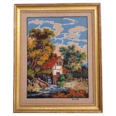 Rosemary Pipkin Jackson (Américaine, C.C.), Old Mill, Needlework Panel , Signé