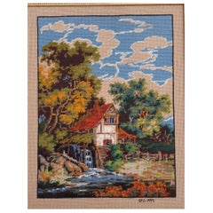 Rosemary Pipkin Jackson (A.I.C.), Vecchio mulino, pannello lavorato ad ago , Firmato