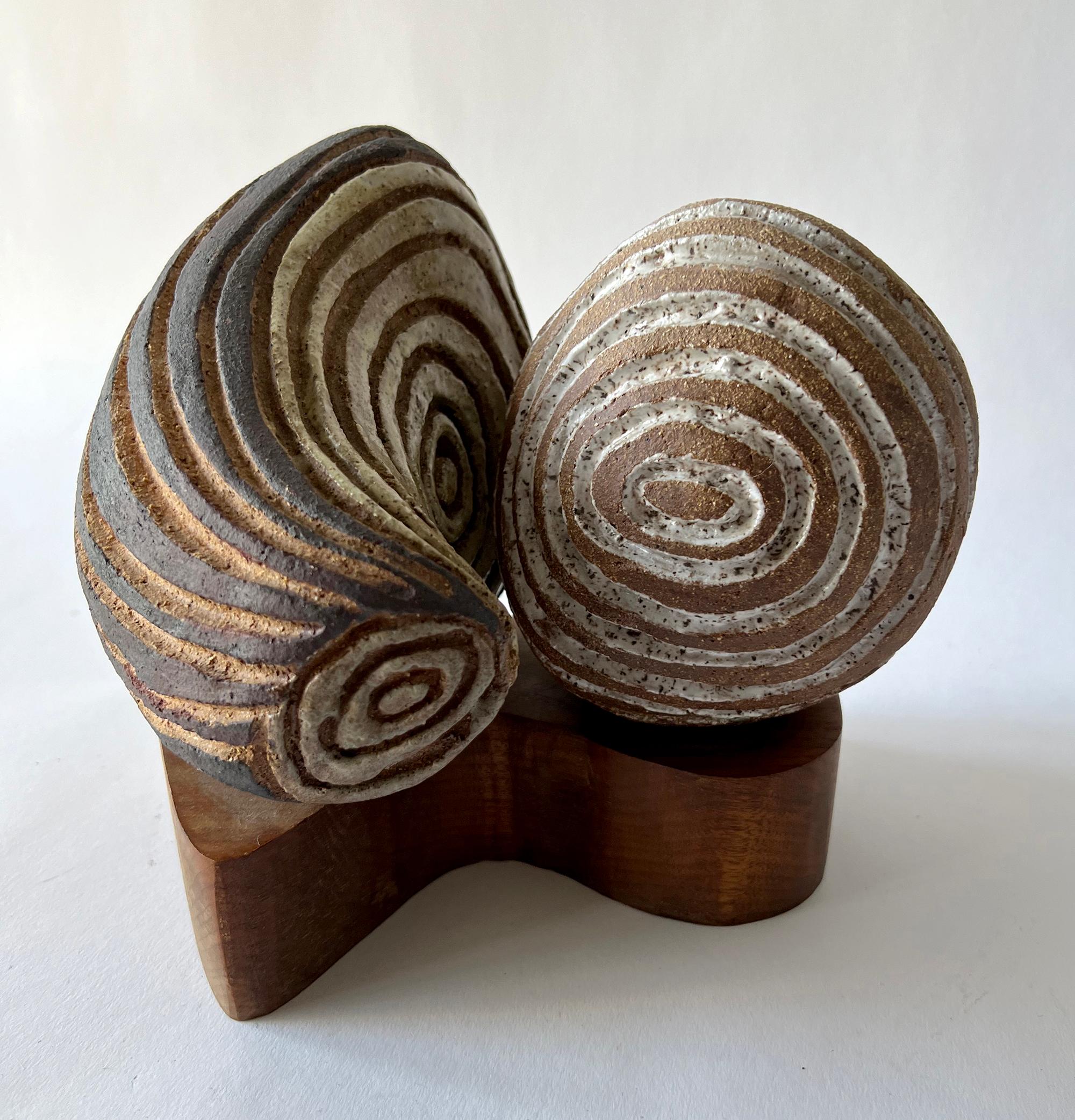 Abstract modernist Yin-Yang ceramic sculpture entitled 