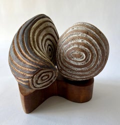 Rosemary Zwick Chicago Modernist Ceramic Yin Yang Duo Sculpture