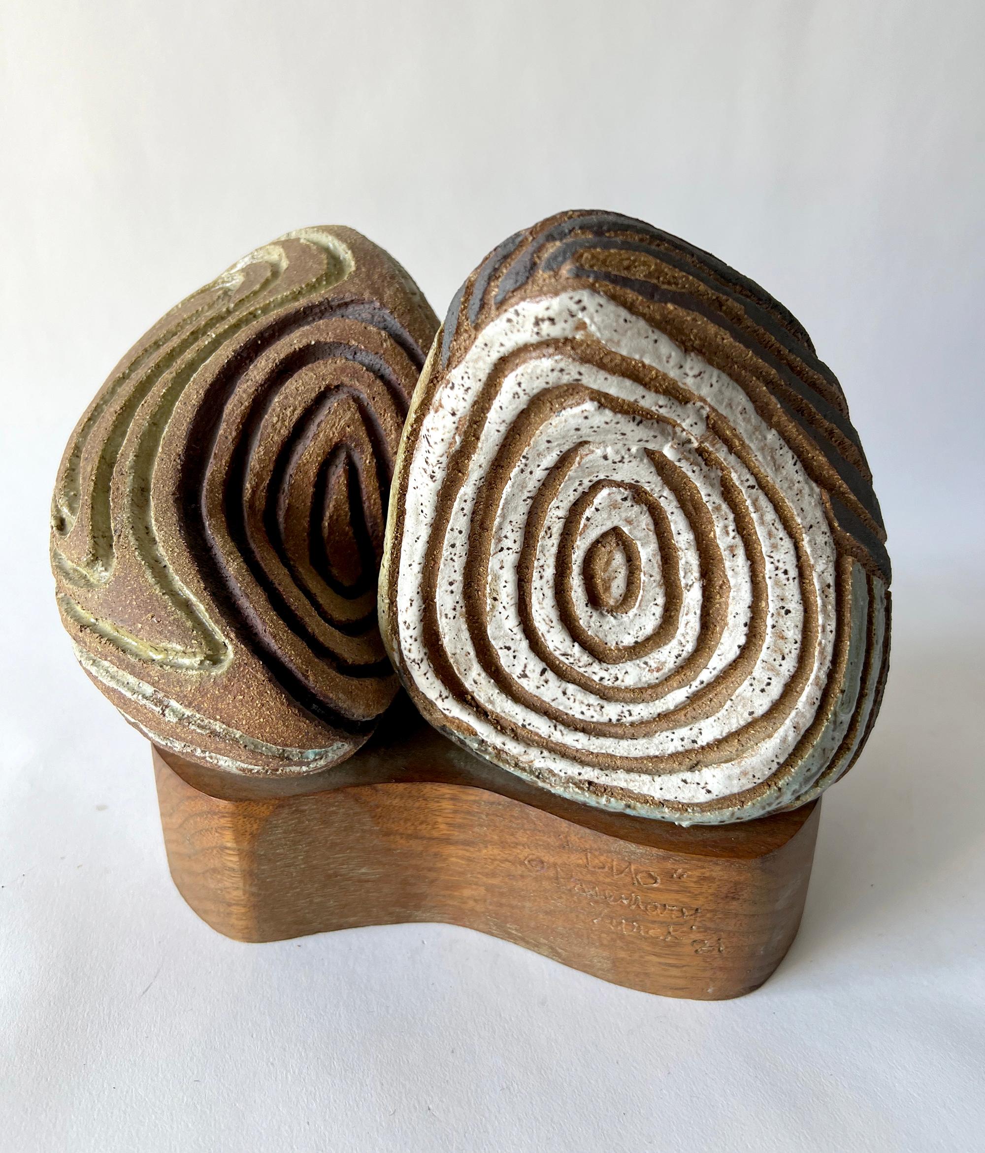 Mid-Century Modern Rosemary Zwick Chicago Modernist Ceramic Yin Yang Duo Sculpture For Sale