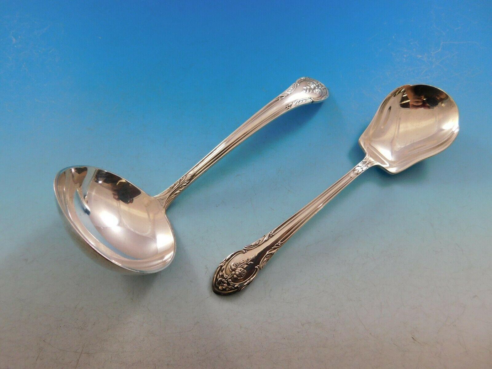 Silver Plate Rosemont by Gorham Silverplate Flatware Set Service 114 Pc Huge circa 1930 Roses For Sale