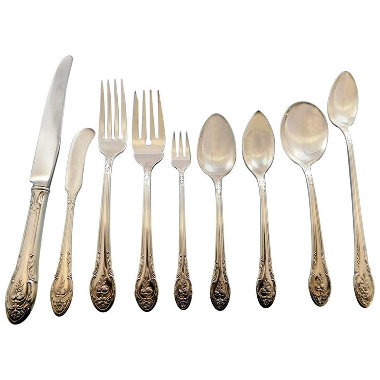 Rosemont by Gorham Silverplate Flatware Set Service 114 Pc Huge