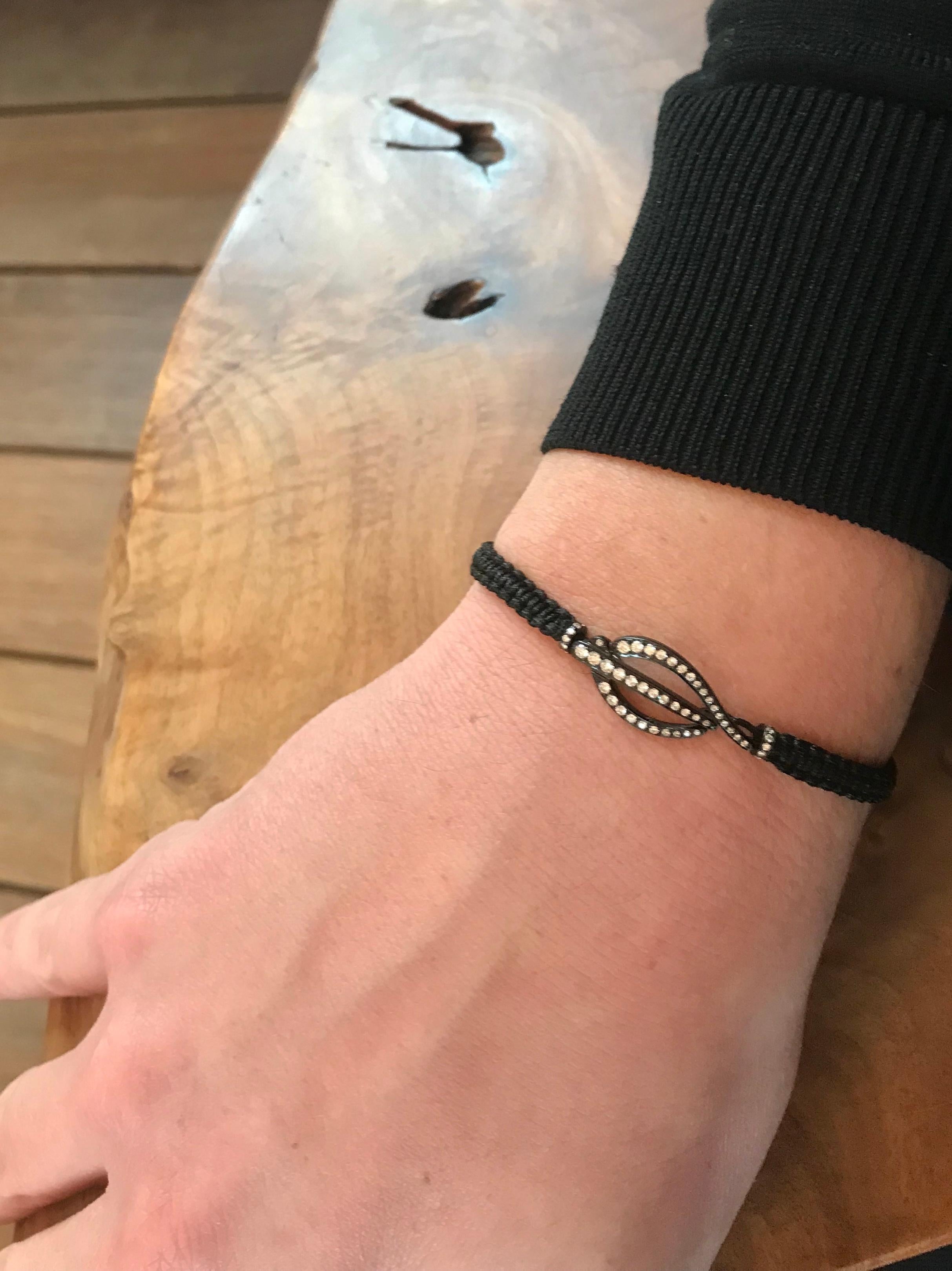 Rosenblat bracelet in 18 K blackened white gold with 61 diamonds of 0.42ct in a cool and contemporary design suitable for ladies and gentlemen. Manufactured in Hamburg, Germany and designed by Colleen B. Rosenblat 