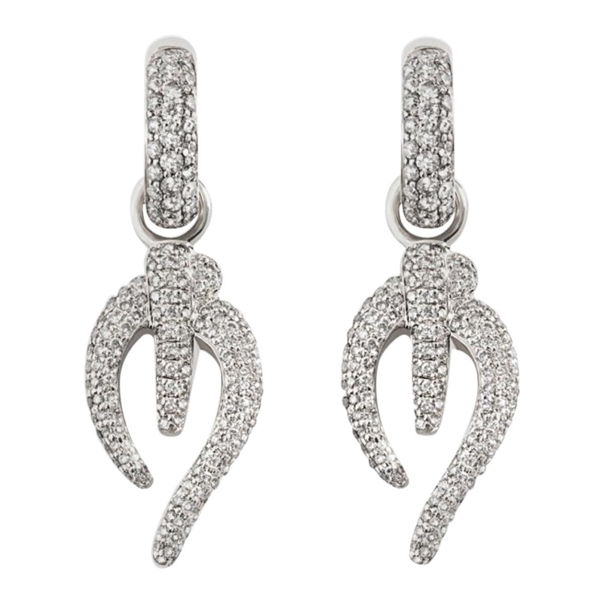 Rosenblat Earrings in 18 Karat White Gold with Diamonds of 2.12 Carat For Sale