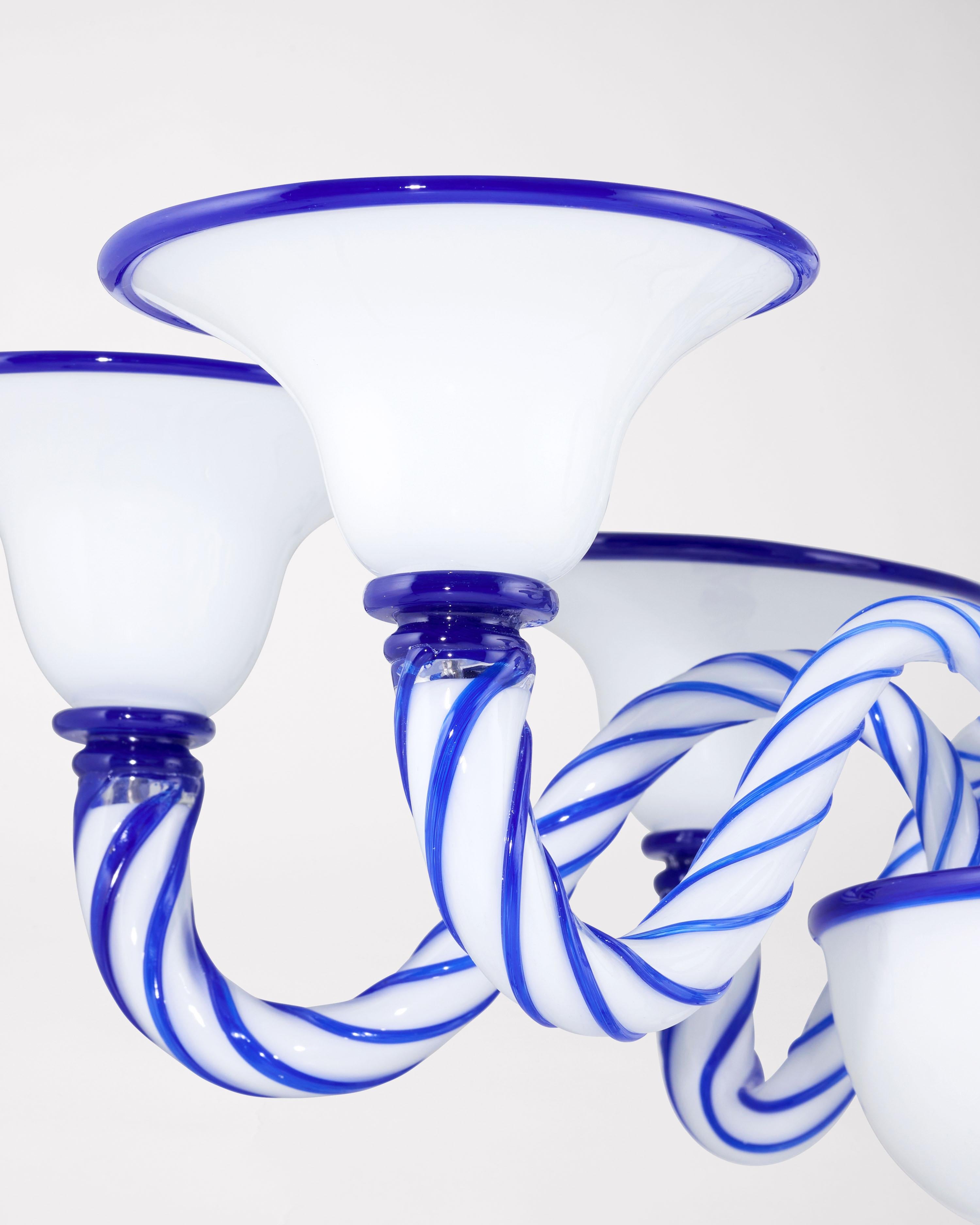 Mouth blown and handmade Venetian Glassware
Made in Murano
 
A grandiose addition of soft hues and understated elegance to adorn any ceiling space. The chandelier comes in two different sizes. The long version ideal to be hung over a table and the