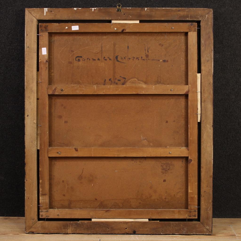 20. Jahrhundert Öl auf Leinwand Spanisch signiert Malerei Mutterschaft, 1950 im Angebot 6