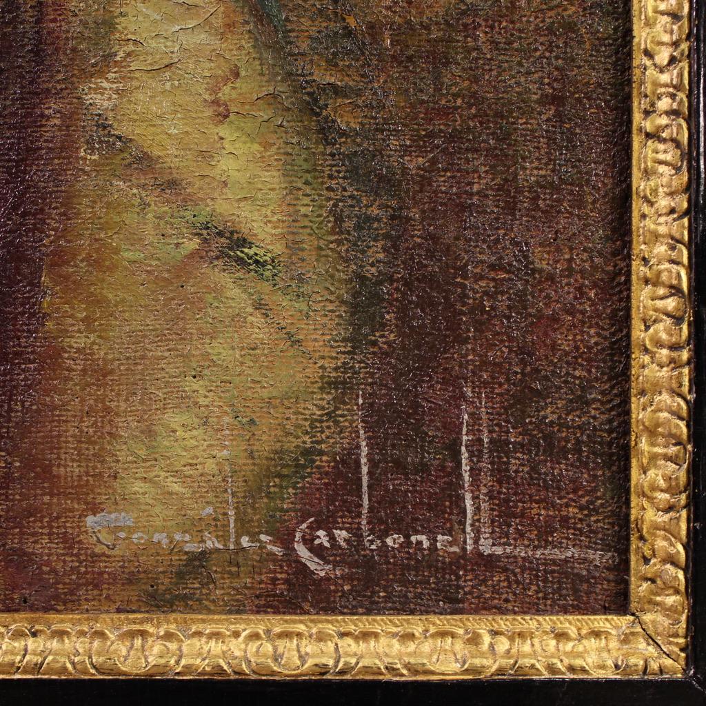 20. Jahrhundert Öl auf Leinwand Spanisch signiert Malerei Mutterschaft, 1950 im Angebot 1