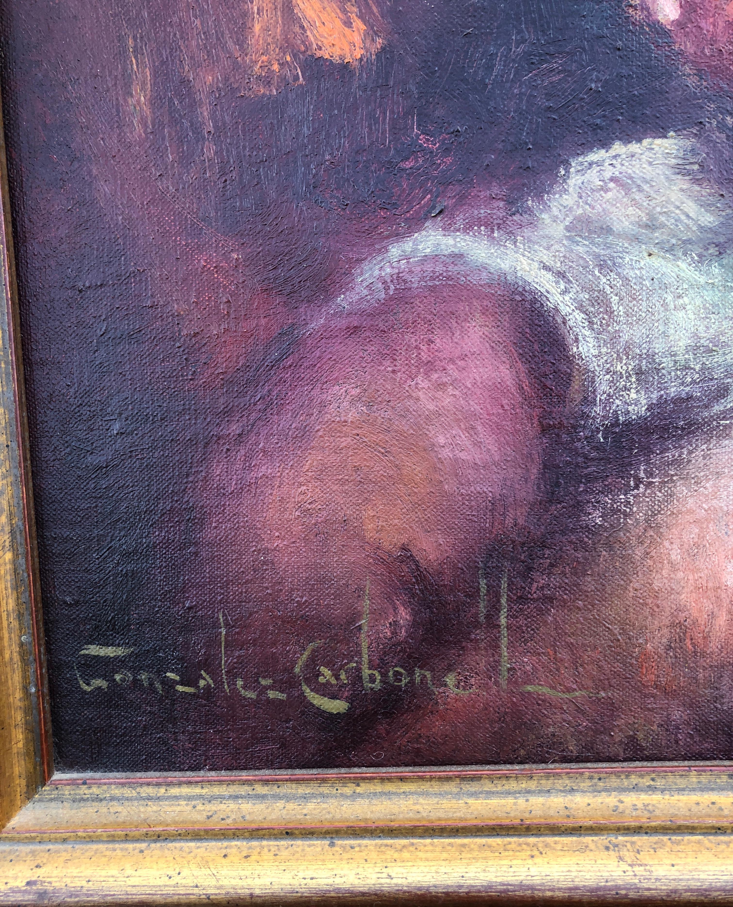 Madre e figlio dipinto a olio su tela - Painting Romantico di Rosendo Gonzalez Carbonell