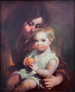 Mother and Child oil on canvas painting