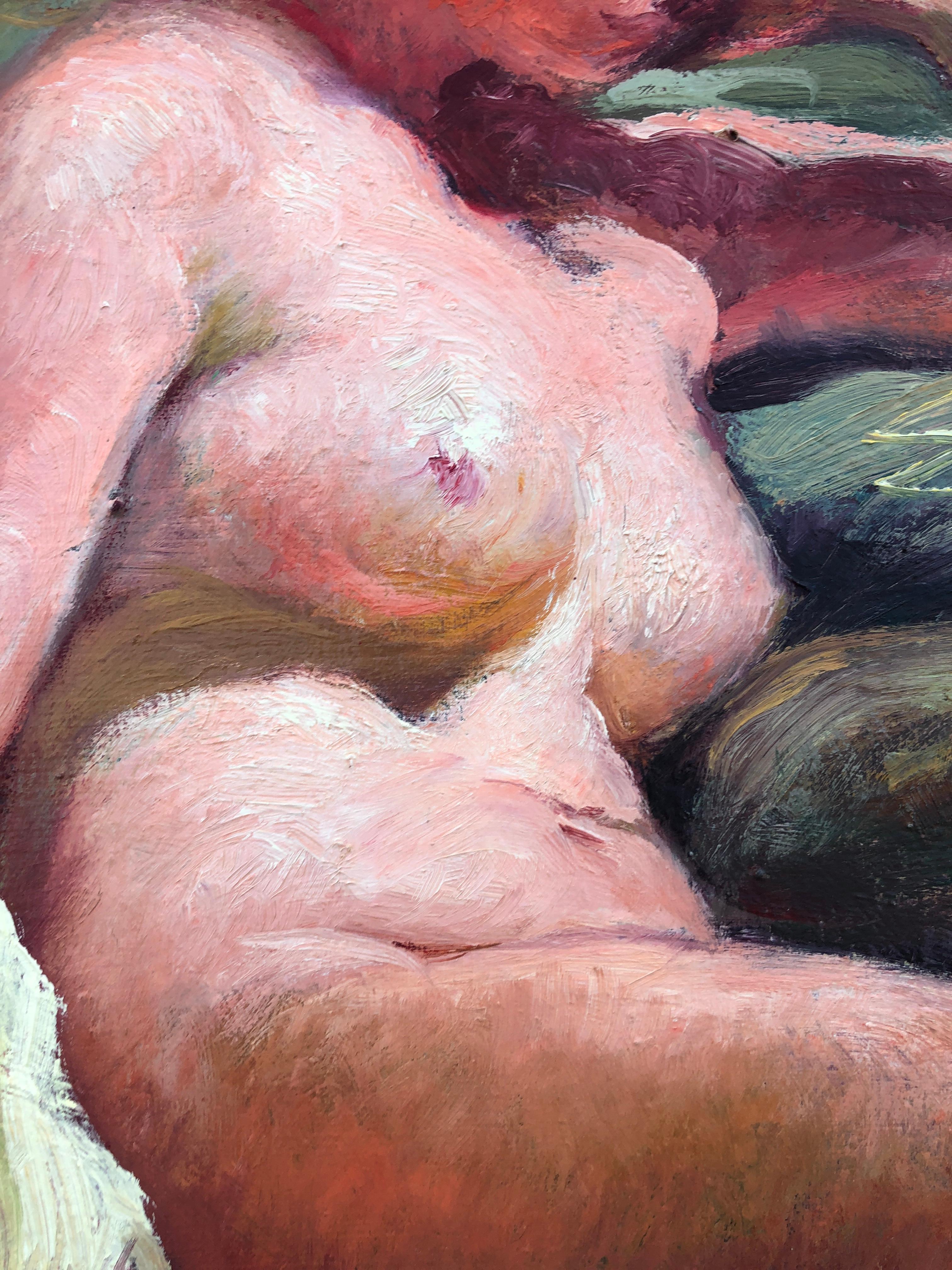 Pittura ad olio su tela di una donna nuda - Painting Impressionismo di Rosendo Gonzalez Carbonell