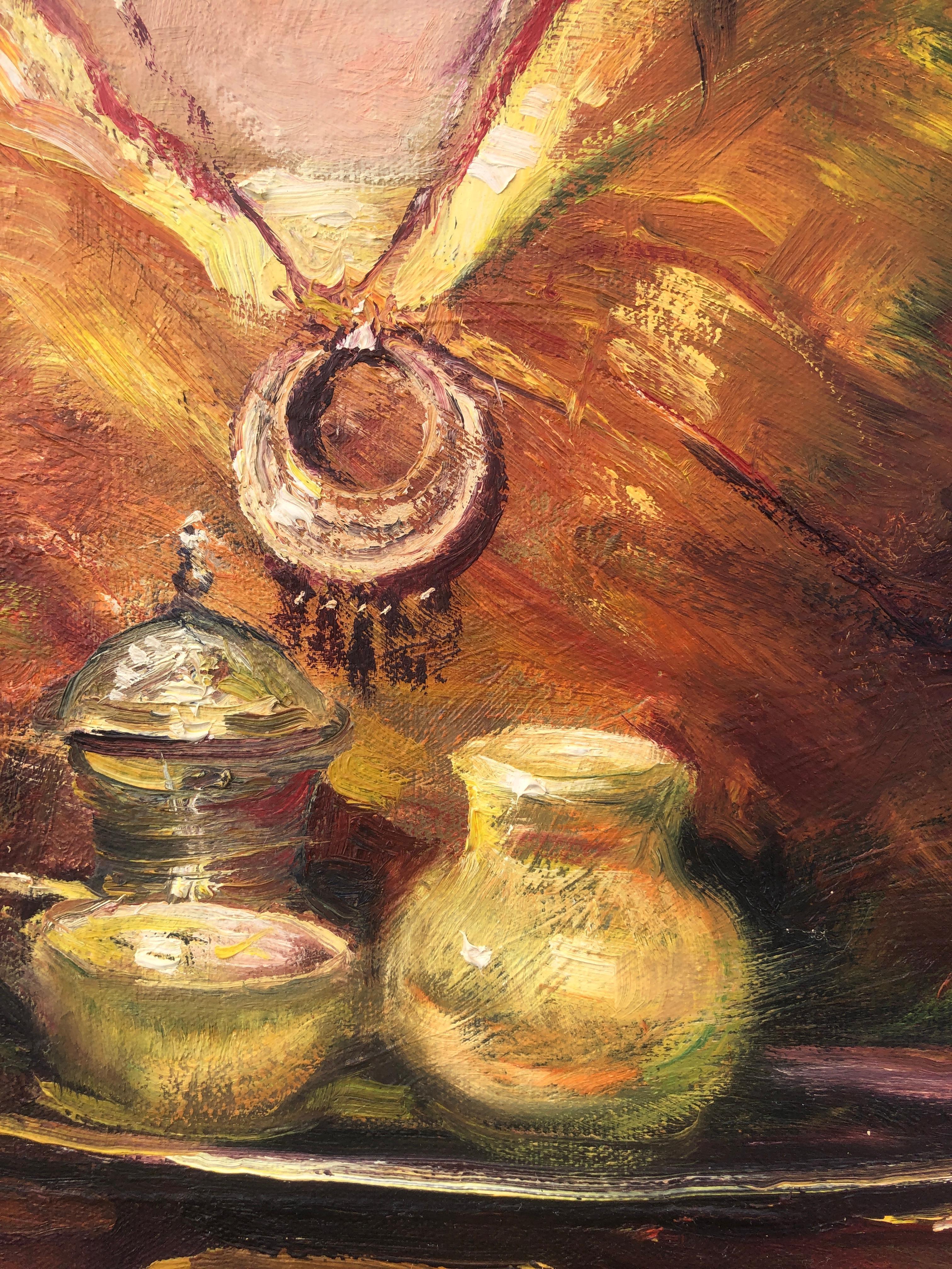 Odalisca con vassoio olio su tela - Painting Accademia di Rosendo Gonzalez Carbonell