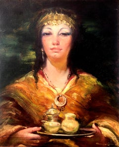 Odalisque with Tray oil on canvas painting