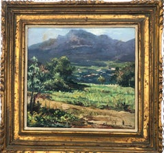 Olot Spain Spanish landscape oil on board painting