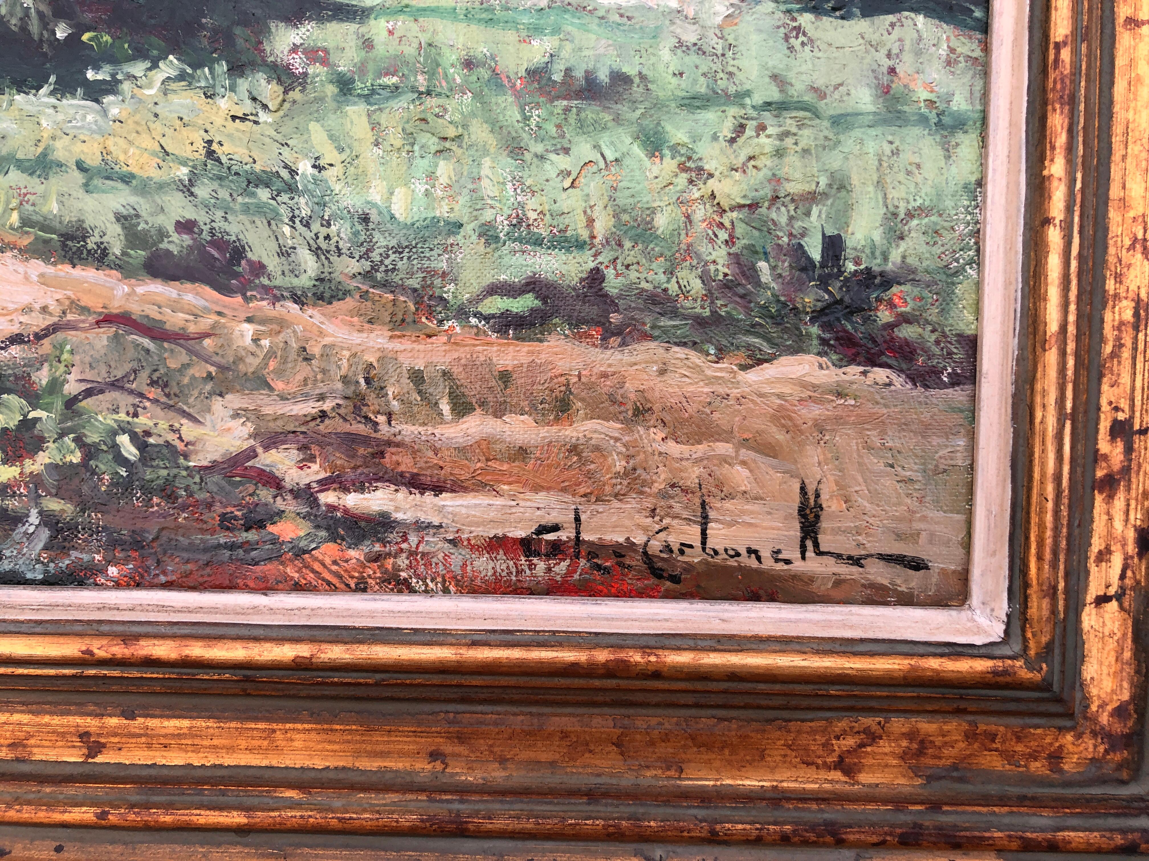 Olot España Paisaje español pintura al óleo sobre tabla - Painting Impresionista de Rosendo Gonzalez Carbonell