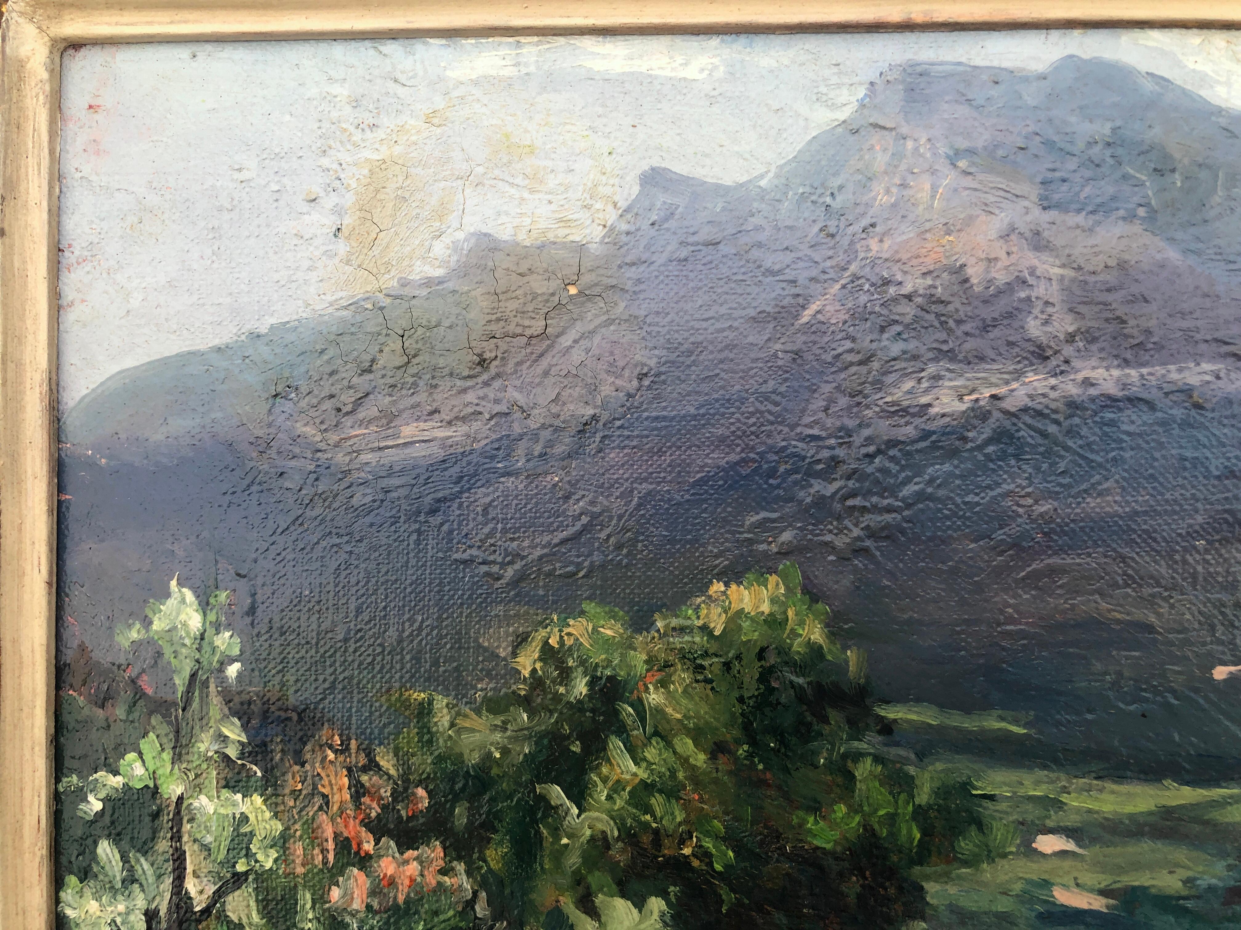 Olot España Paisaje español pintura al óleo sobre tabla en venta 1