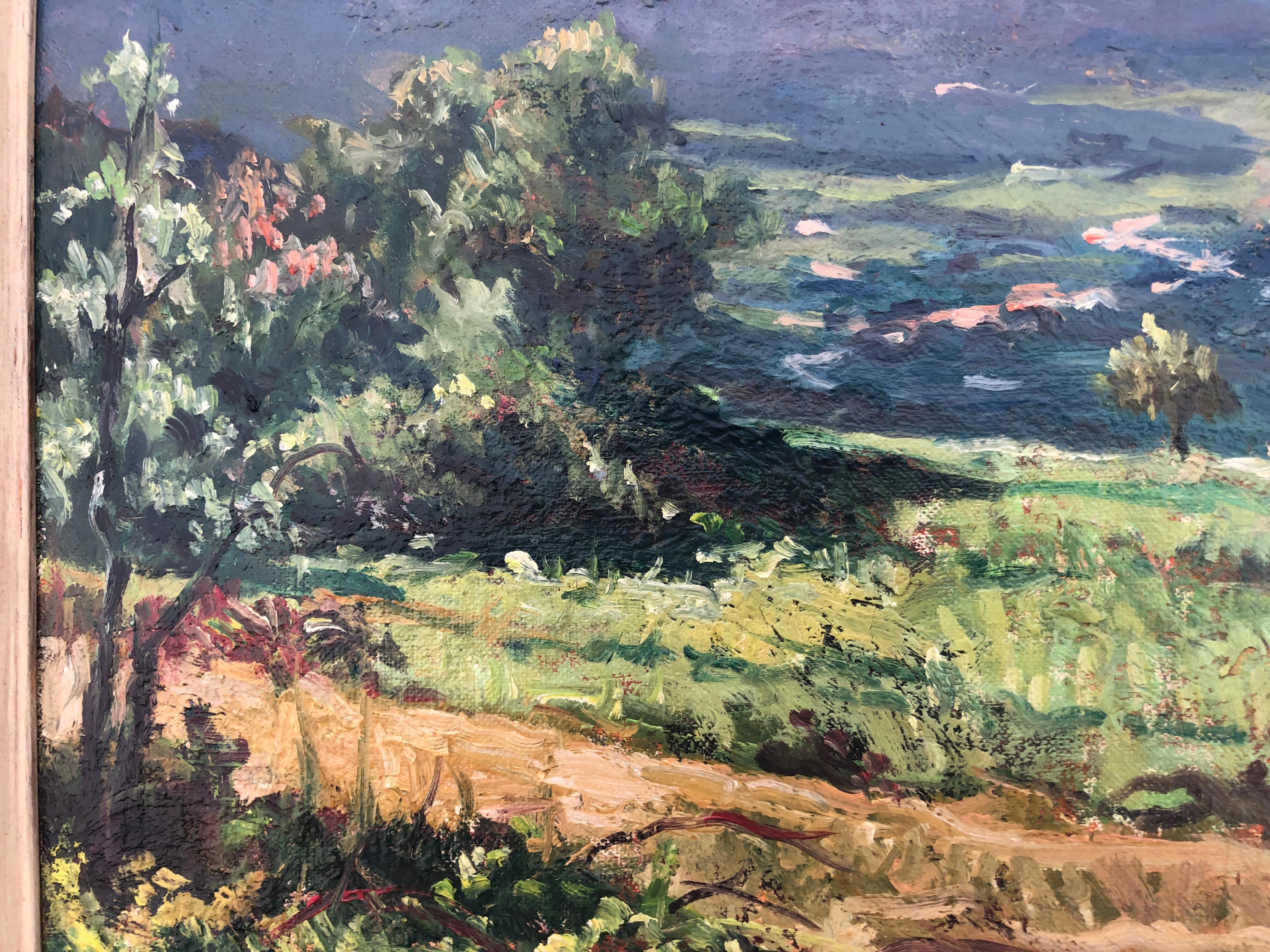 Olot España Paisaje español pintura al óleo sobre tabla en venta 2