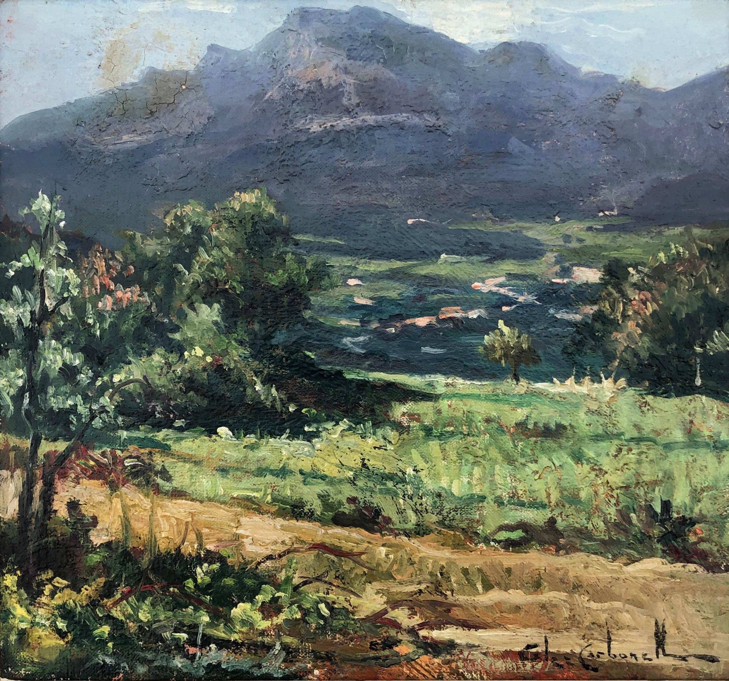 Landscape Painting de Rosendo Gonzalez Carbonell - Olot España Paisaje español pintura al óleo sobre tabla