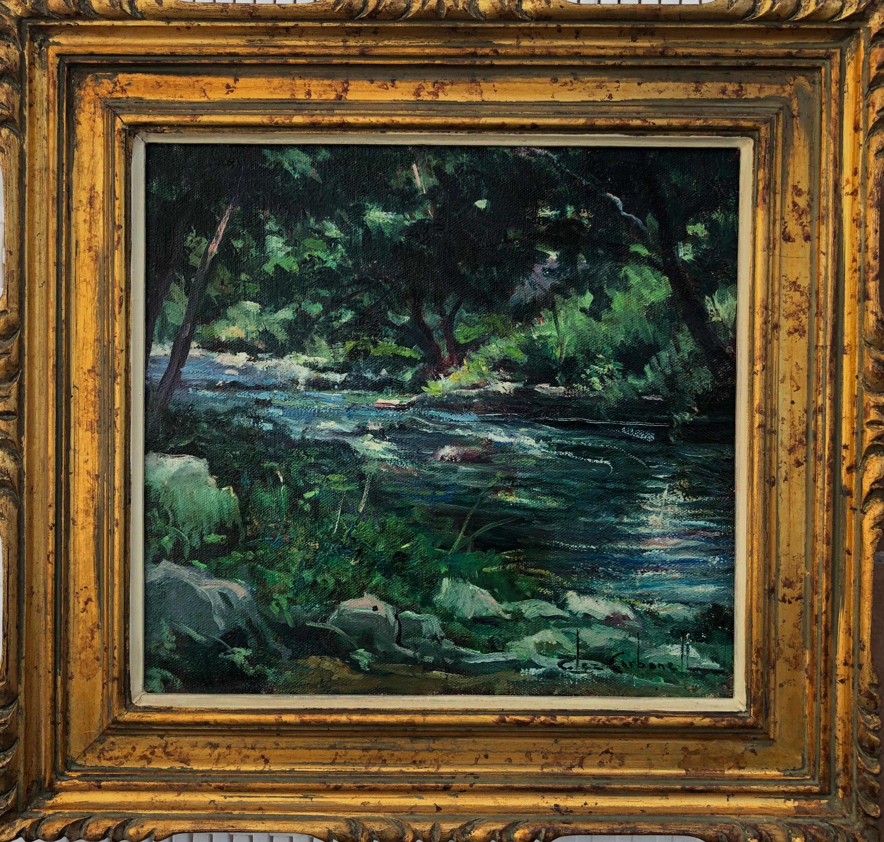Río España Paisaje español Pintura al óleo sobre tabla - Painting de Rosendo Gonzalez Carbonell