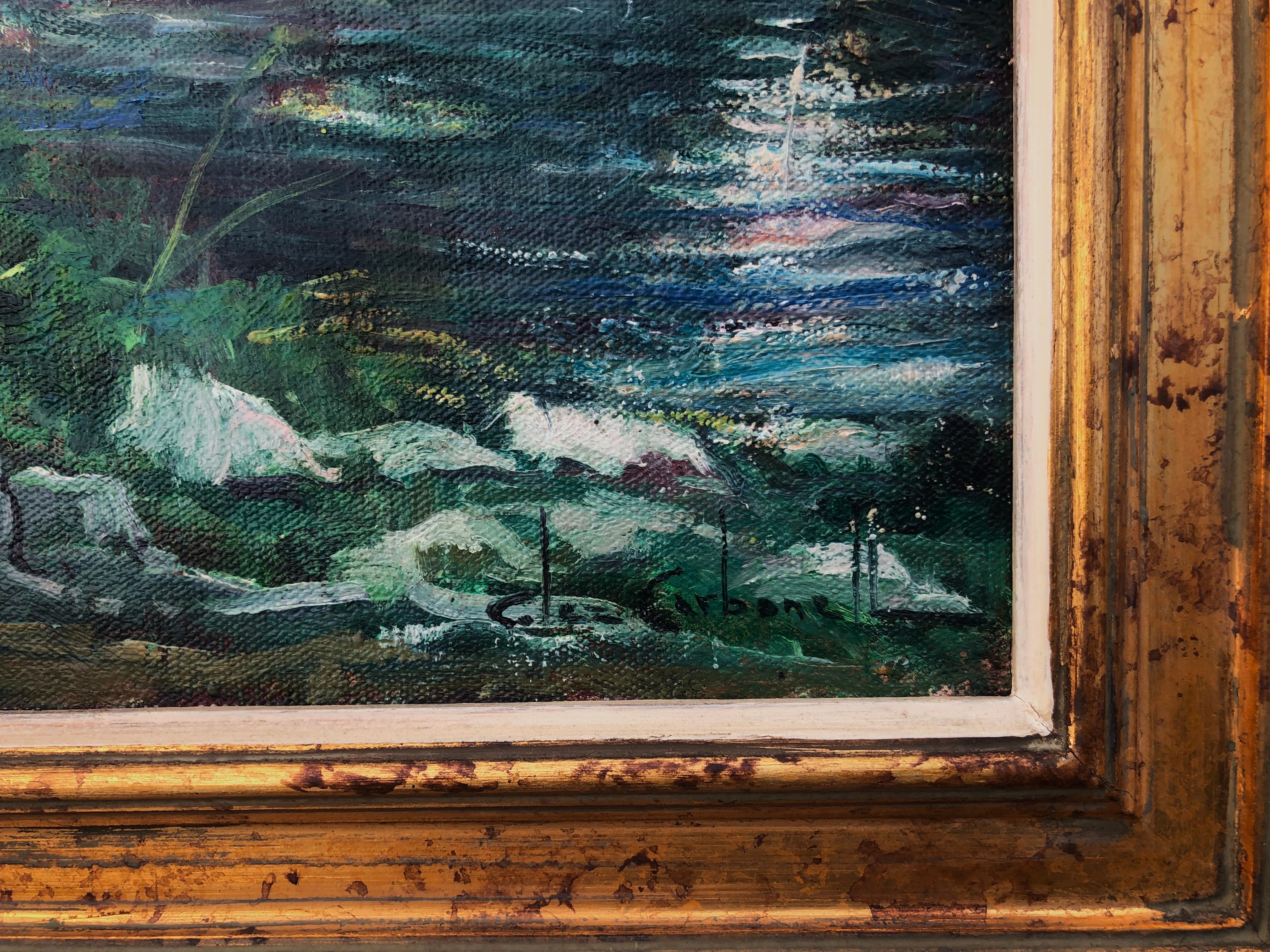 Río España Paisaje español Pintura al óleo sobre tabla - Painting Impresionista de Rosendo Gonzalez Carbonell