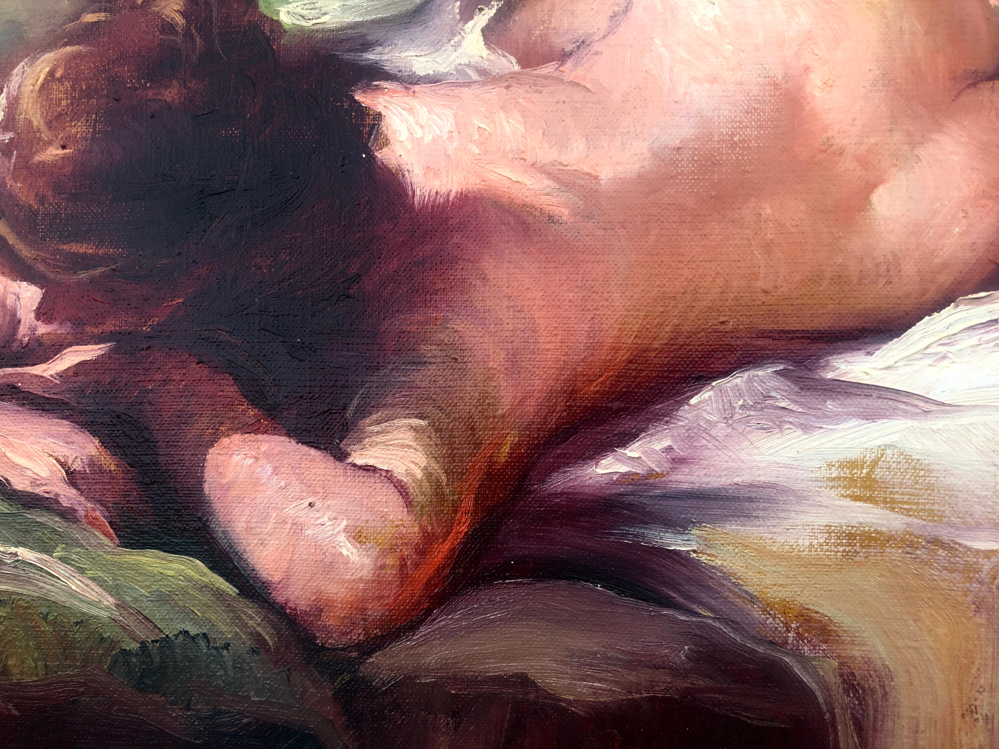 Sensuality Female Nude oil on canvas painting - Black Figurative Painting by Rosendo Gonzalez Carbonell
