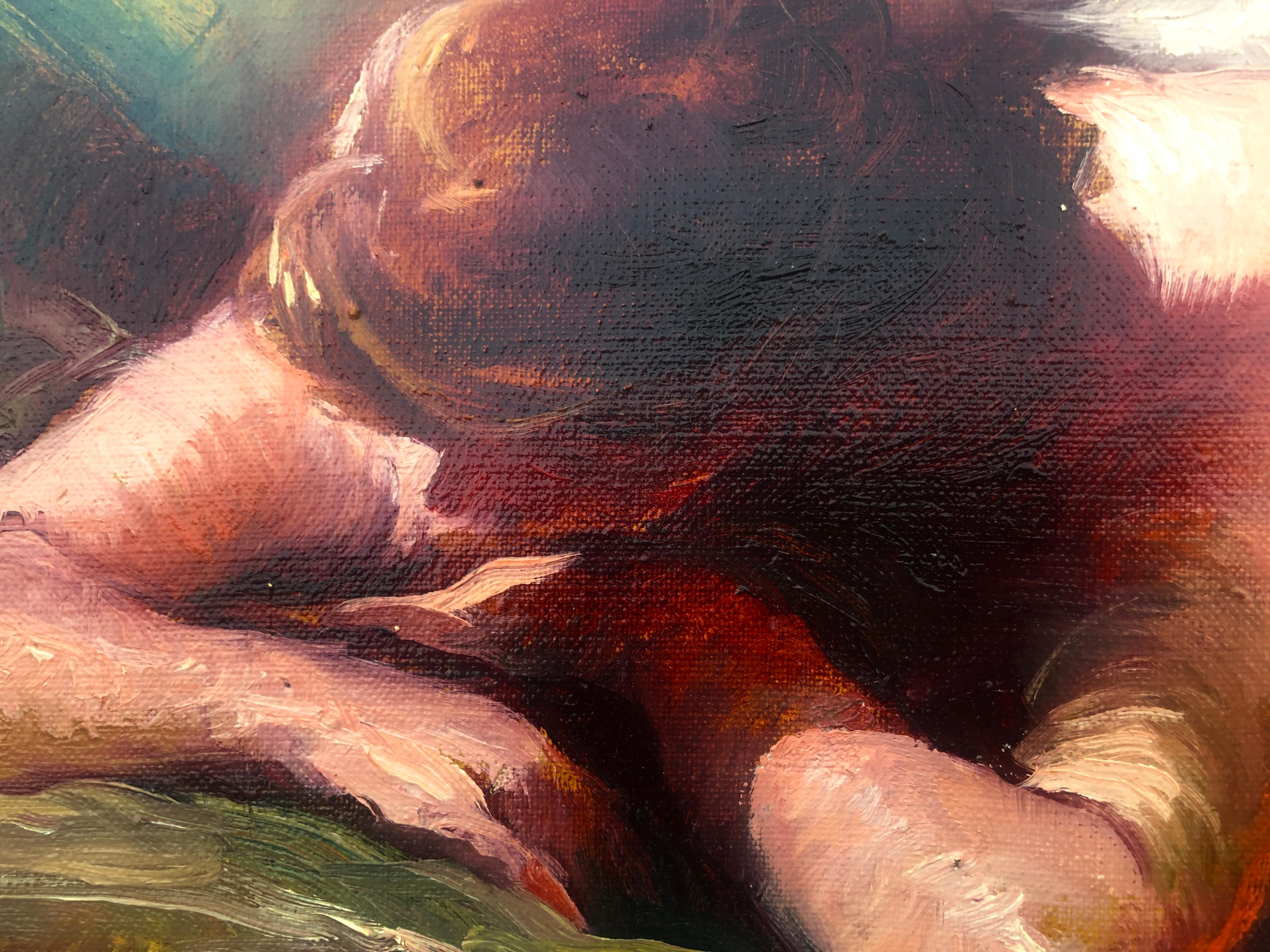 Technical Sheet

Title: Sensuality: Female Nude  
Artist: Rosendo González Carbonell  
Dimensions: 15 x 18 inches (unframed)  
Technique: Oil on canvas  
Condition: Excellent, unframed  
Style: Contemporary academicism with classical influences 